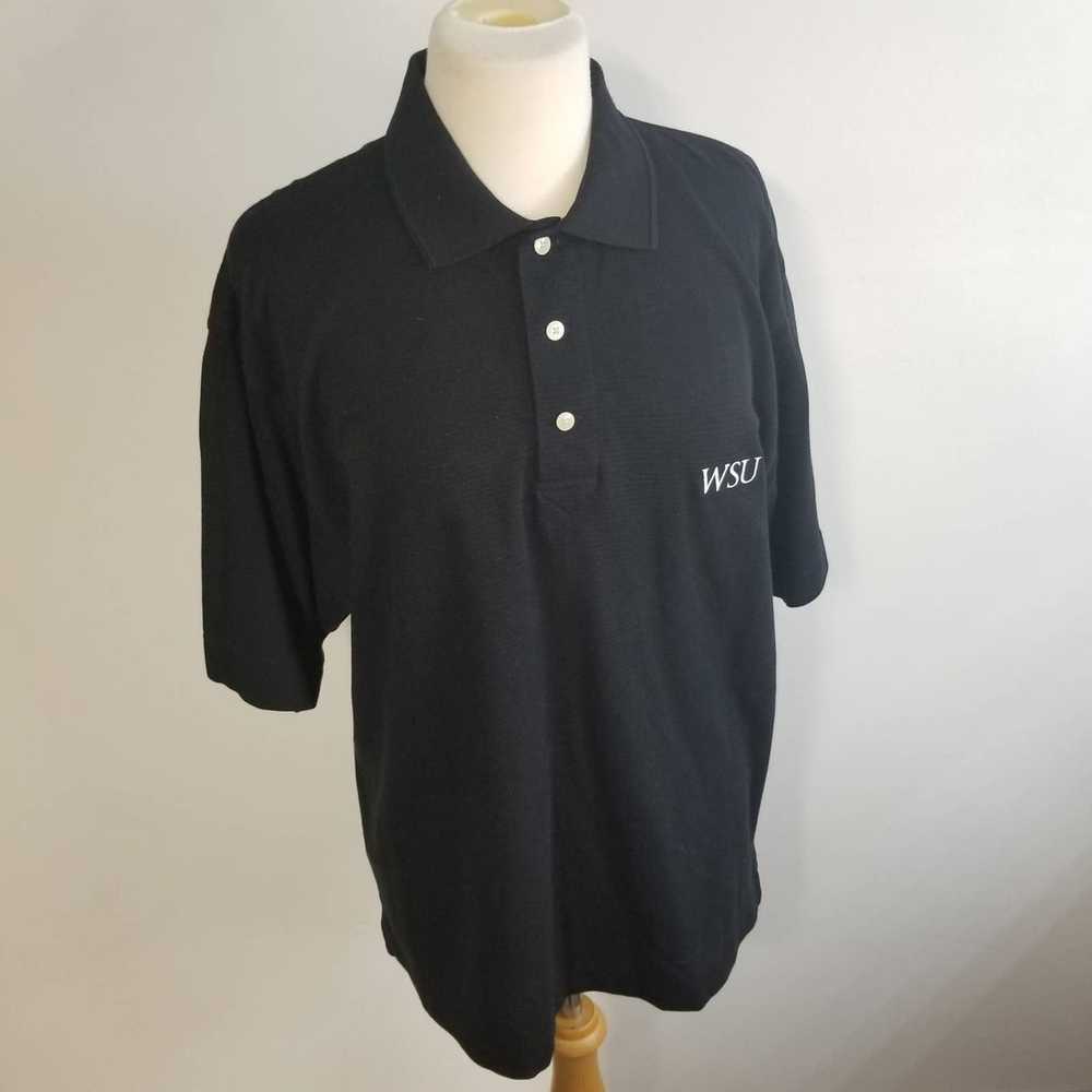 Vintage WSU ribbed Polo Black Cutter buck medium … - image 3