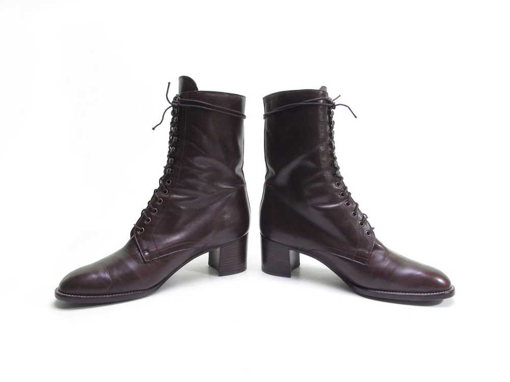 HANDMADE European CALFSKIN leather lace up boots … - image 9