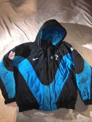 Vintage Carolina Panthers Jacket Men L Hood Reebok NFL Pro Line Authentic  Puffer