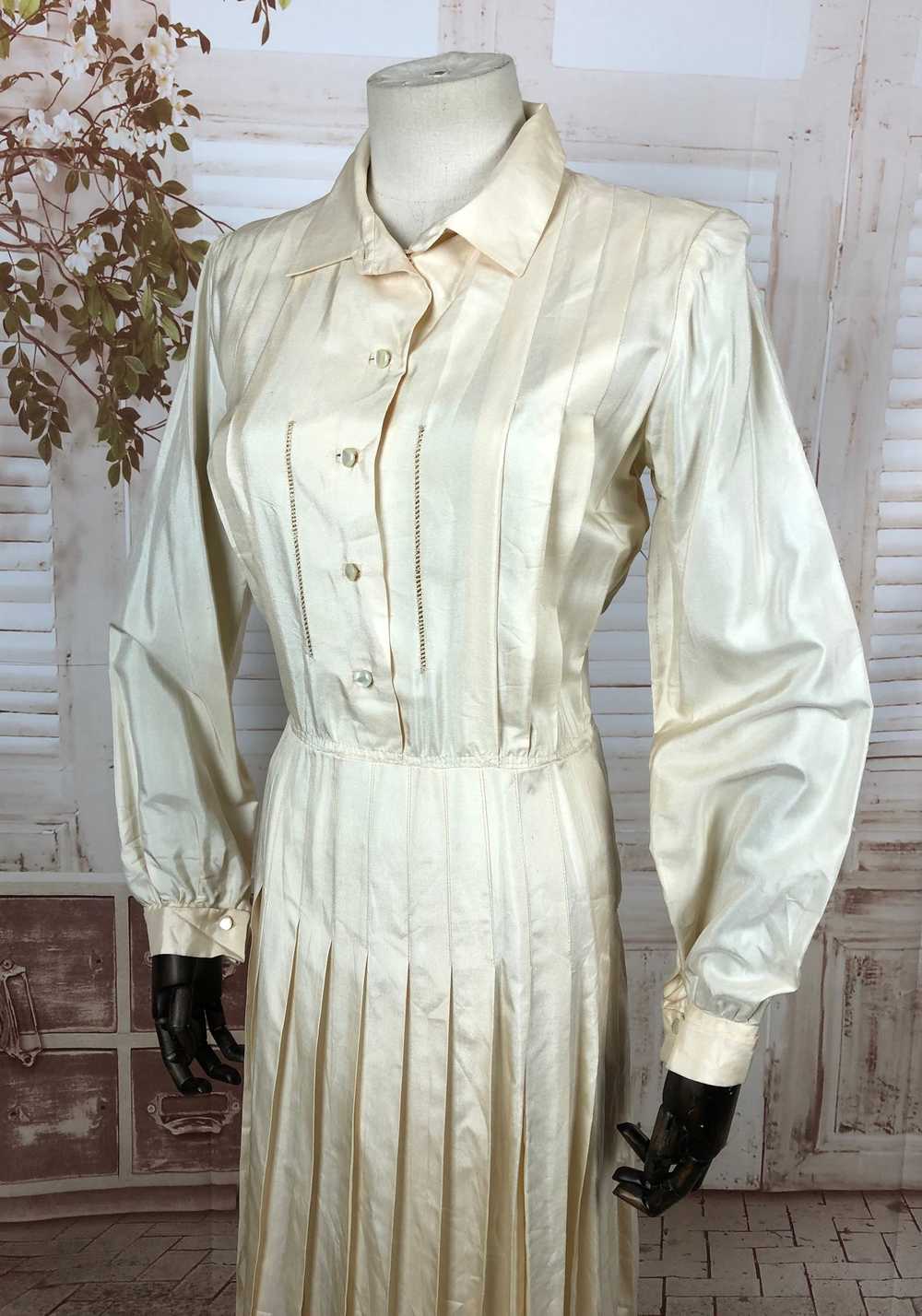Original Vintage 1930s 30s Cream Silky Rayon Dres… - image 7