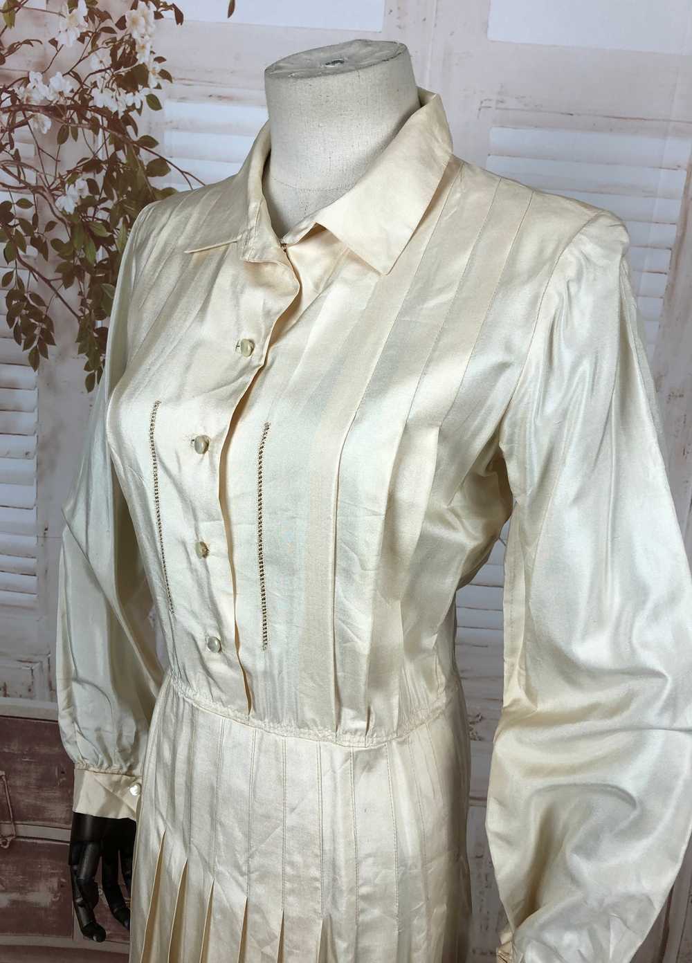Original Vintage 1930s 30s Cream Silky Rayon Dres… - image 8