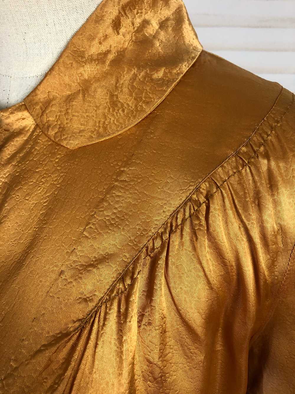 Original Vintage 1930s 30s Satin Gold Blouse With… - image 11