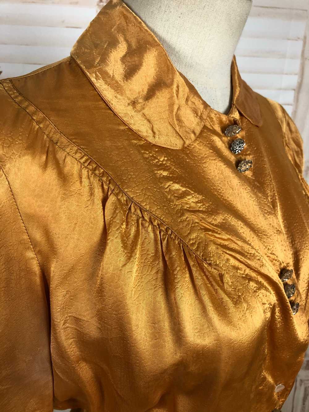 Original Vintage 1930s 30s Satin Gold Blouse With… - image 7