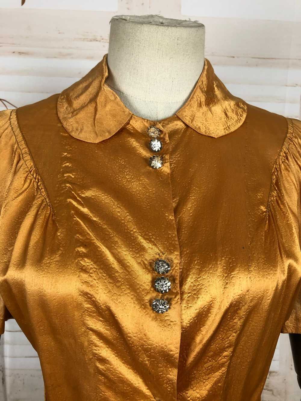 Original Vintage 1930s 30s Satin Gold Blouse With… - image 8