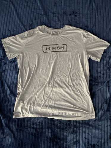 Under Armour UA Fish Hook Logo Cotton Brown Fishing T-Shirt Mens