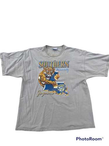 Men's Original Retro Brand Gold Southern University Jaguars Bleach Splatter  T-Shirt