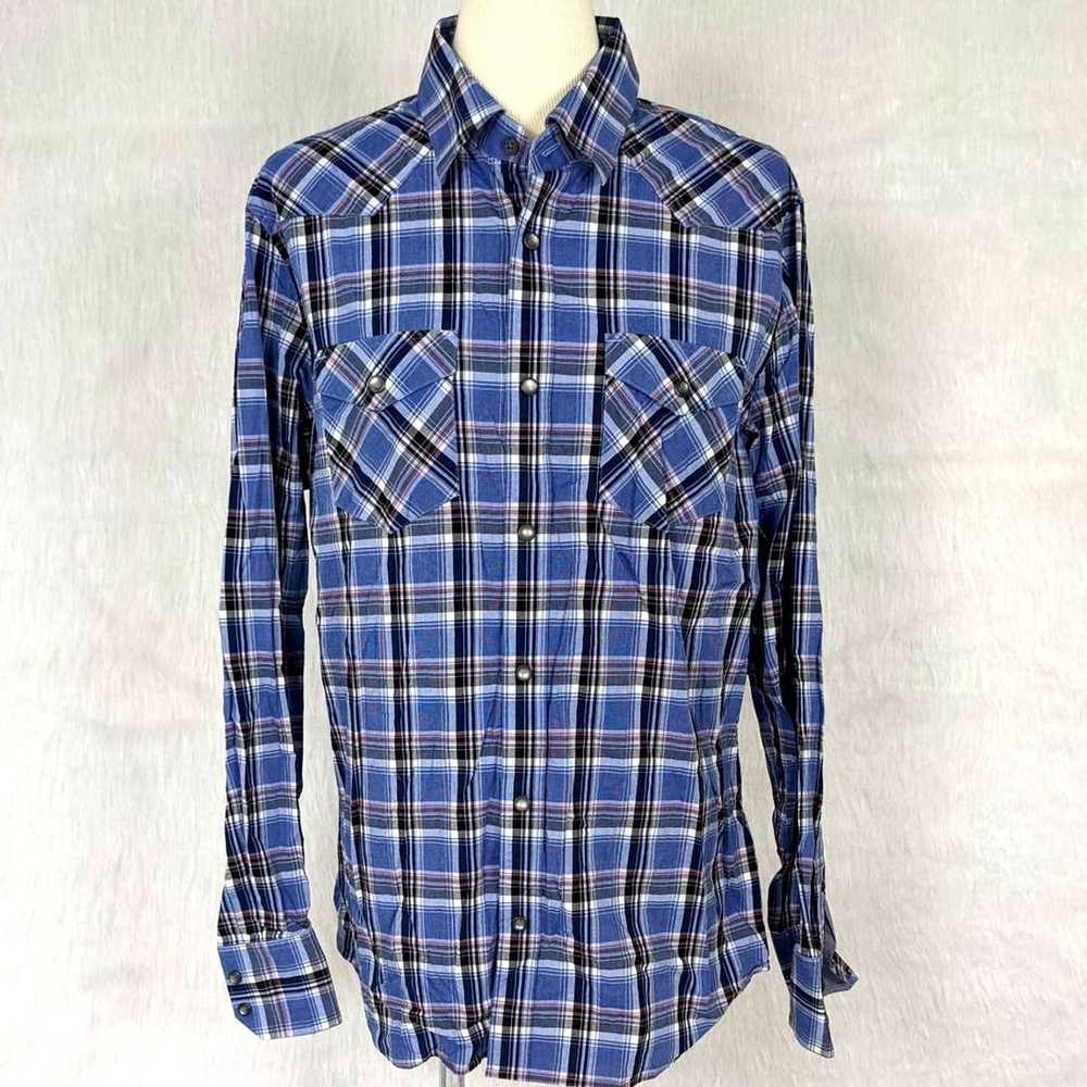 Banana Republic Banana Republic Blue Plaid Pearl … - image 1