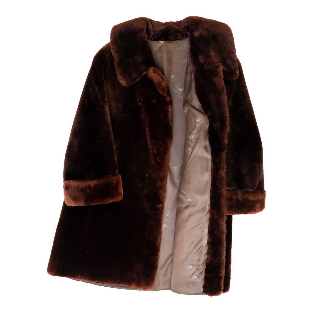 LONG BROWN THICK FUR COAT - image 2