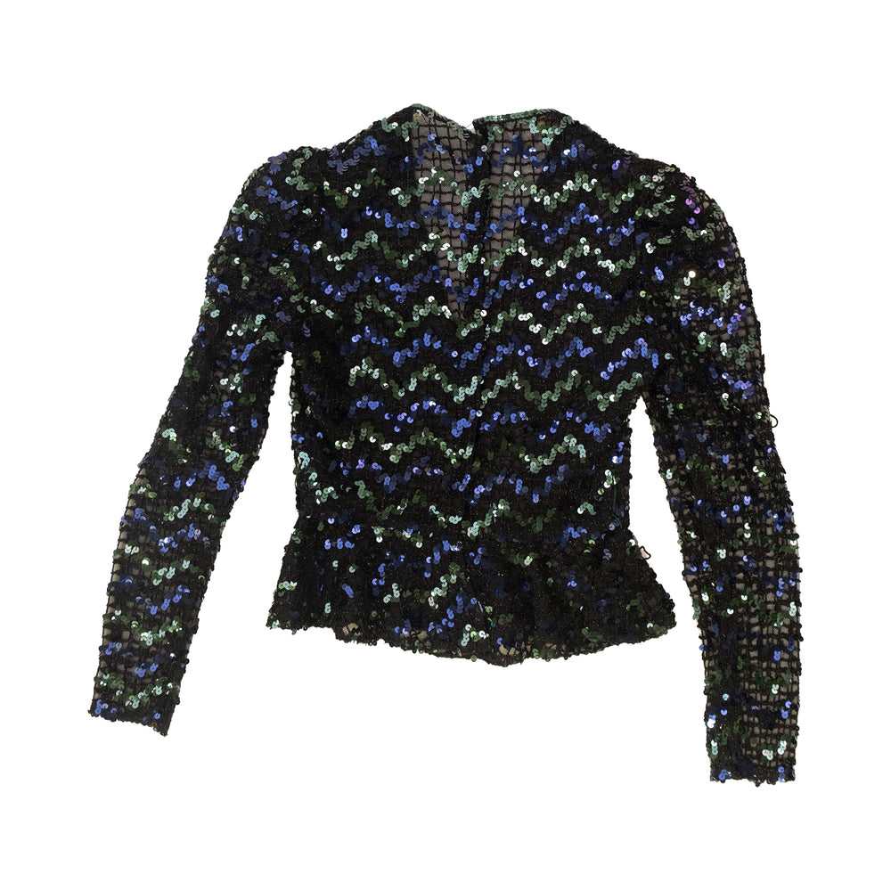 LONG SLEEVE SEQUIN BLOUSE - image 2