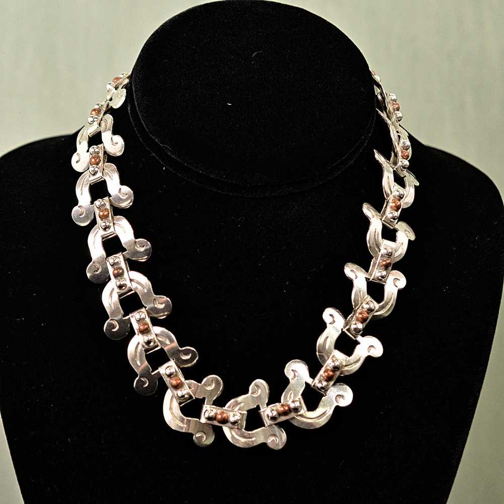 1940s Early Antonio Pineda Silver/Copper Necklace… - image 3