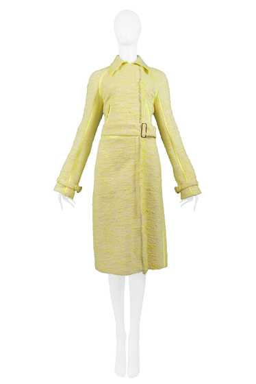 GIANFRANCO FERRE CITRON YELLOW BOUCLE BELTED COAT 