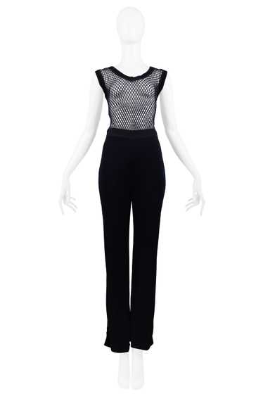 GIANFRANCO FERRE BLACK MESH ILLUSION JUMPSUIT