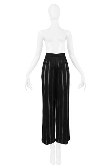 GIANFRANCO FERRE BLACK KNIT PANTS WITH SHEER PANEL