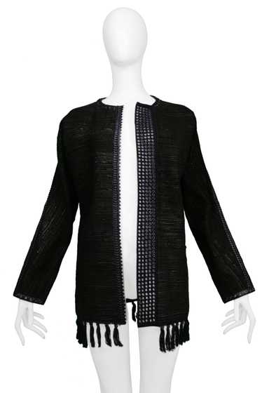 GIANFRANCO FERRE LEATHER & WOOL JACKET WITH TASSEL