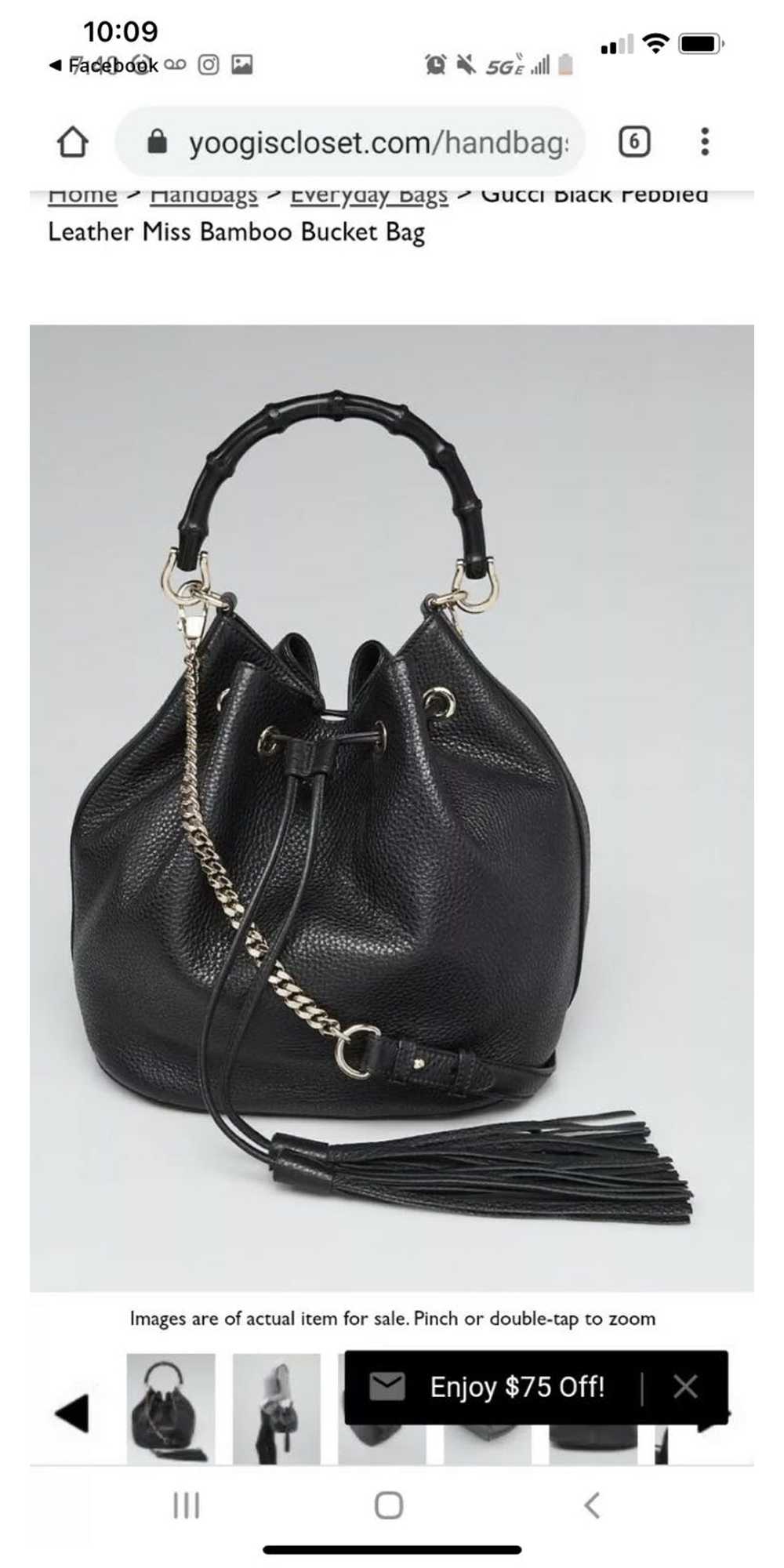 Gucci Gucci Black Pebbled Leather Miss Bamboo Buc… - image 7