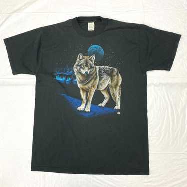 1990s wolf moon Stars nature t-shirt animal - image 1