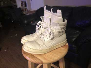Rick Owens Cargo Basket Leather Boots Oyster Milk
