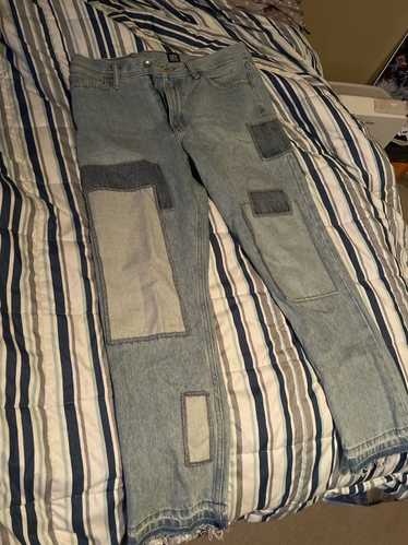 Distressed Denim × Vintage Denim Patched Pants (Br