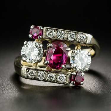 Burmese Ruby and Diamond Three-Stone Ring