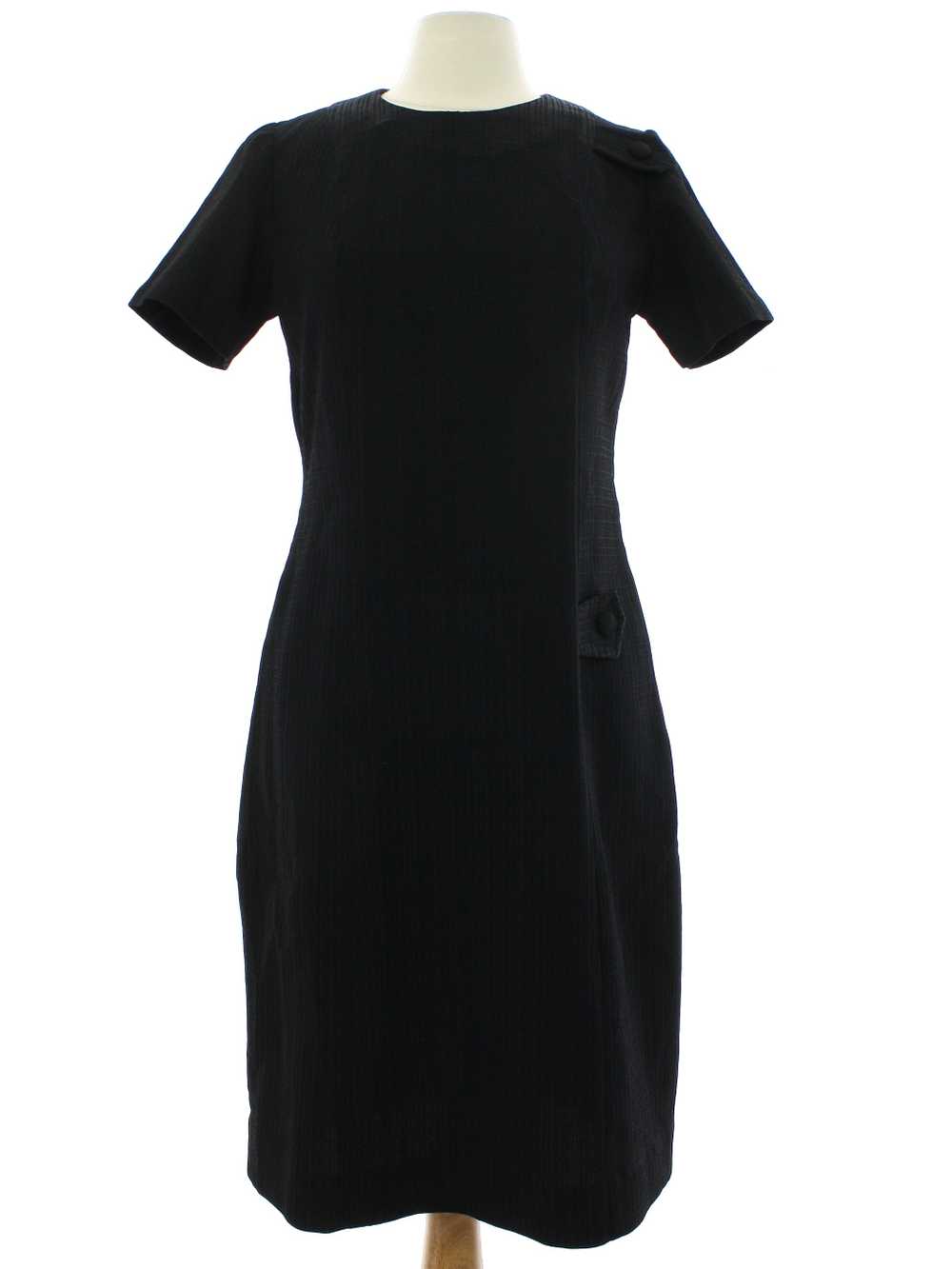 1960's British Lady Mod Knit Little Black Dress - image 1