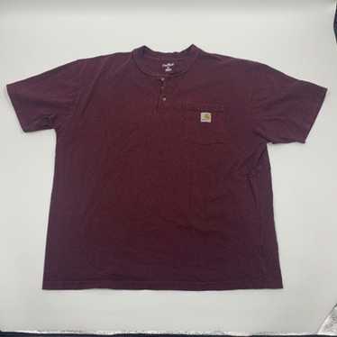 Carhartt Maroon Carhartt Henley Pocket Tee size XL - image 1