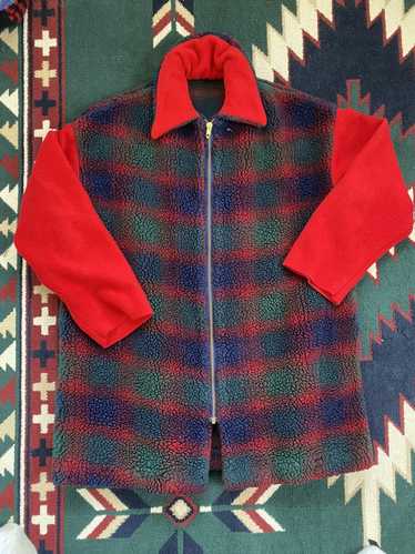 Made In Usa Flannel patterned fleece jacket L