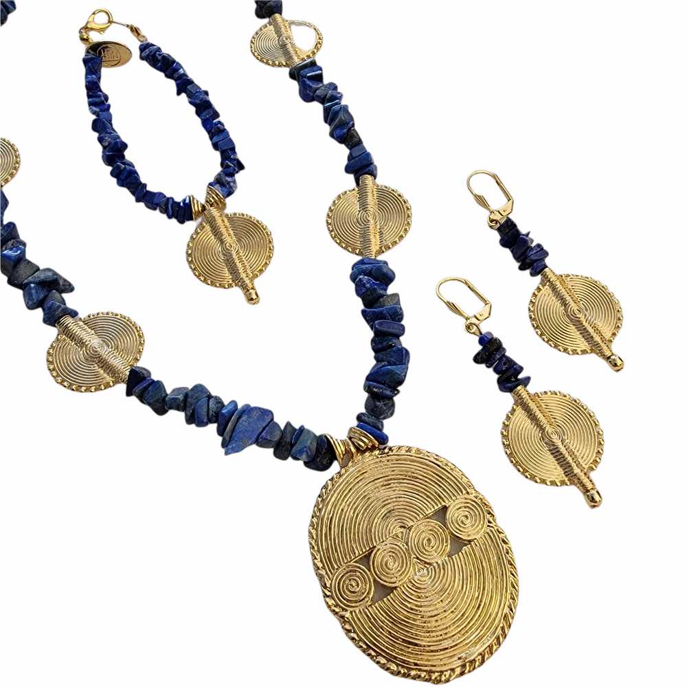 Mary McFadden Vintage Lapis Necklace, Earrings, &… - image 9
