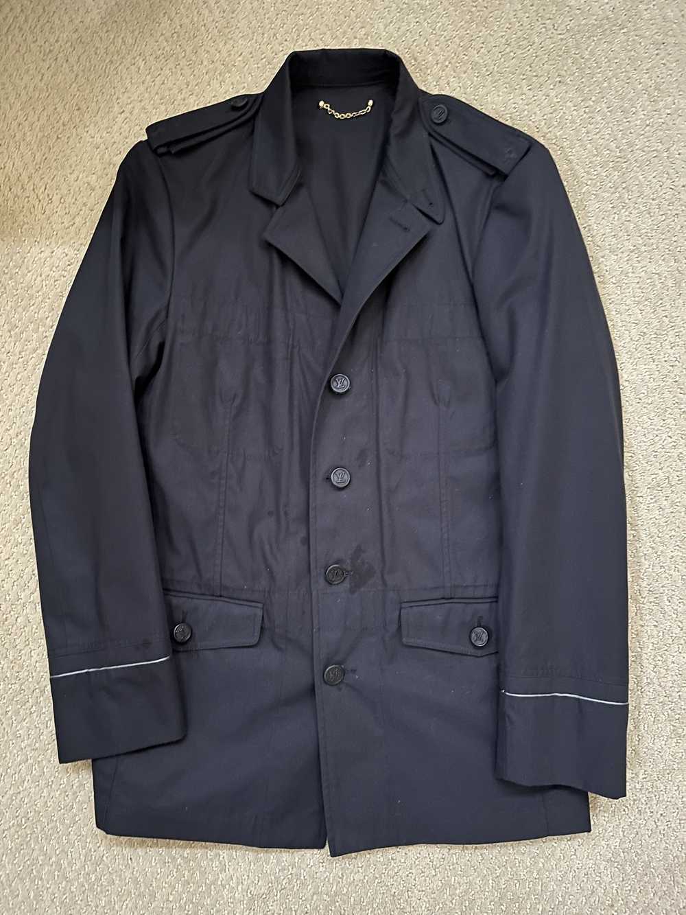 LOUIS VUITTON black leather SCALLOPED POCKETS Blazer Jacket 36 XS