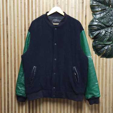 Leather/Wool Letterman Supreme Bone Varsity Jacket - Jackets Masters