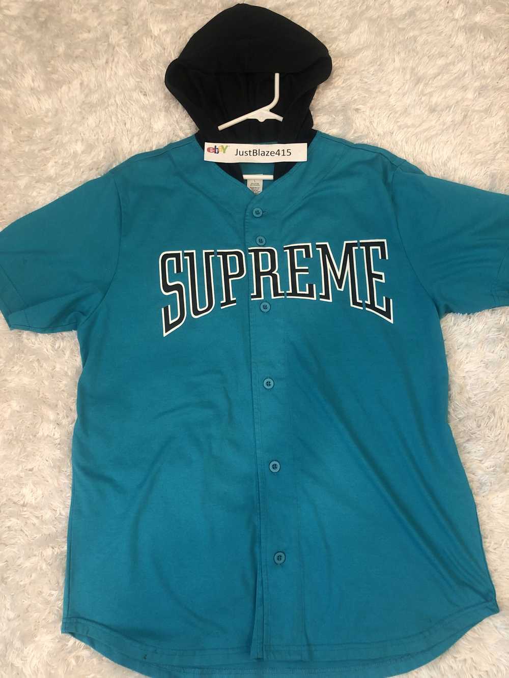 Supreme Supreme Hooded Baseball Top Teal - image 1