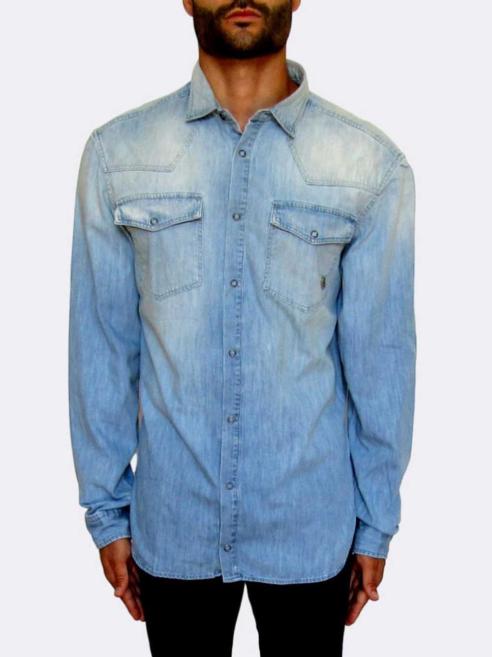 Pierre Balmain Blue Western Denim Shirt - image 1