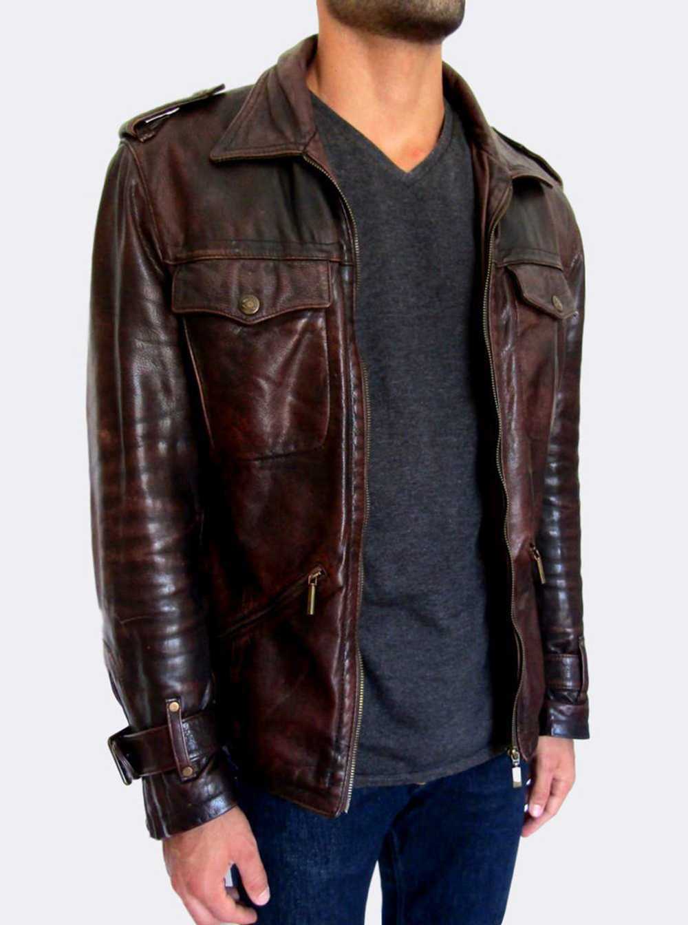 Just Cavalli Distressed Leather Jacket - image 4