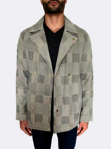 Emporio Armani Prince of Wales Leather Pea Coat - image 1