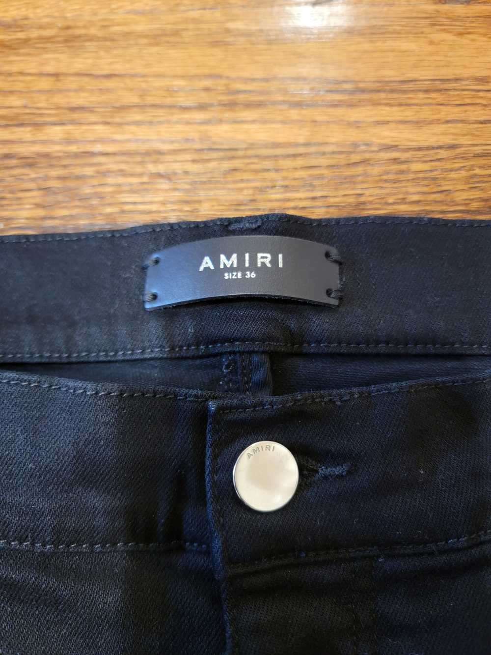 Amiri Varsity Logo Patch Jeans Antique Black Size… - image 3