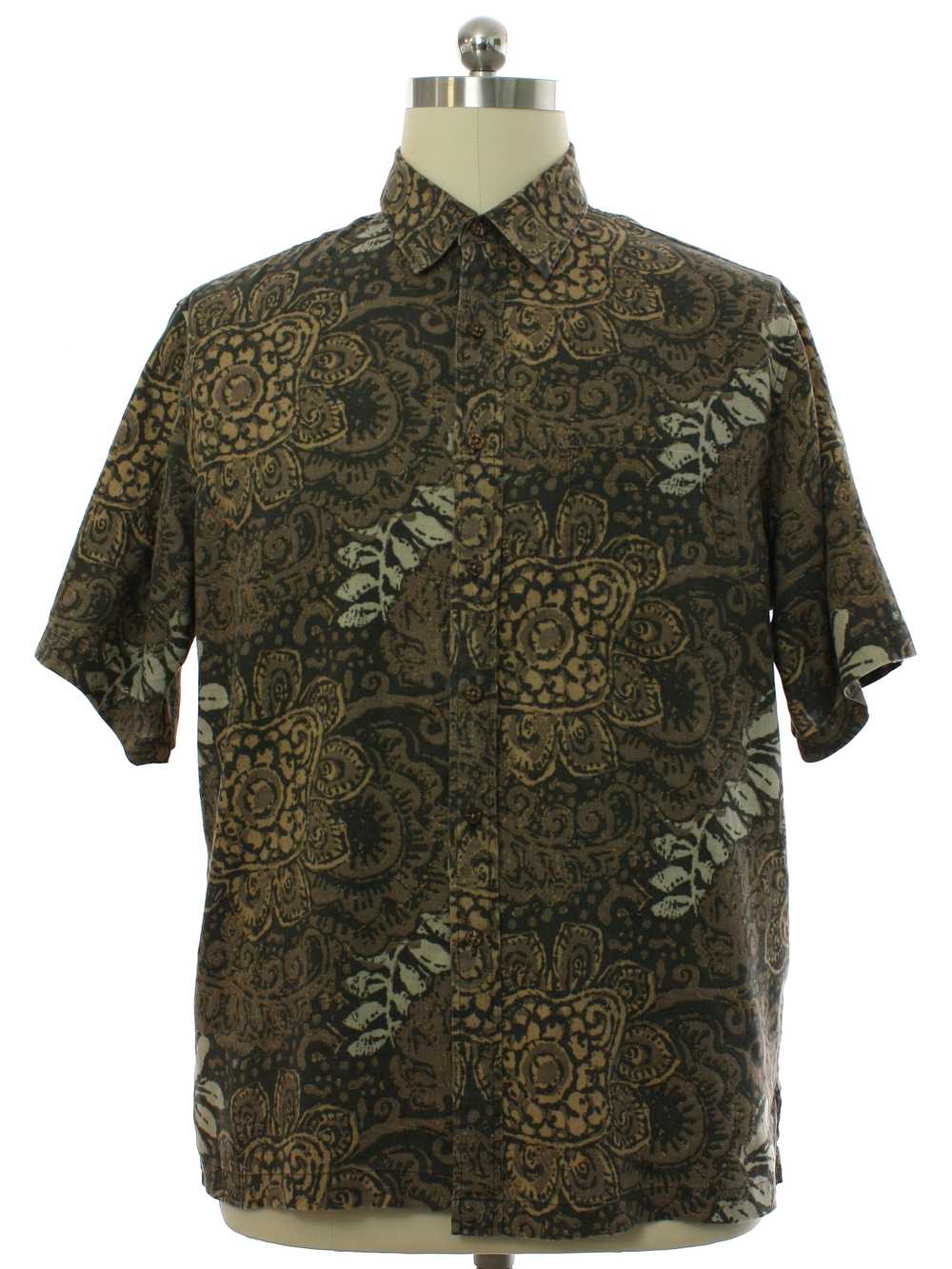 1990's Caribbean Mens Cotton Linen Hawaiian Shirt - image 1