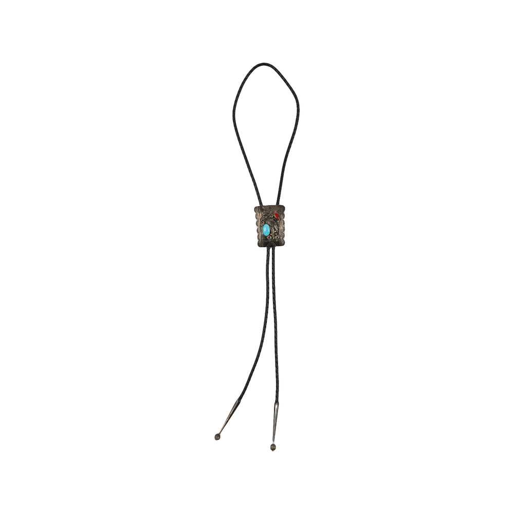 CORAL AND TURQOUISE BOLO TIE - image 1