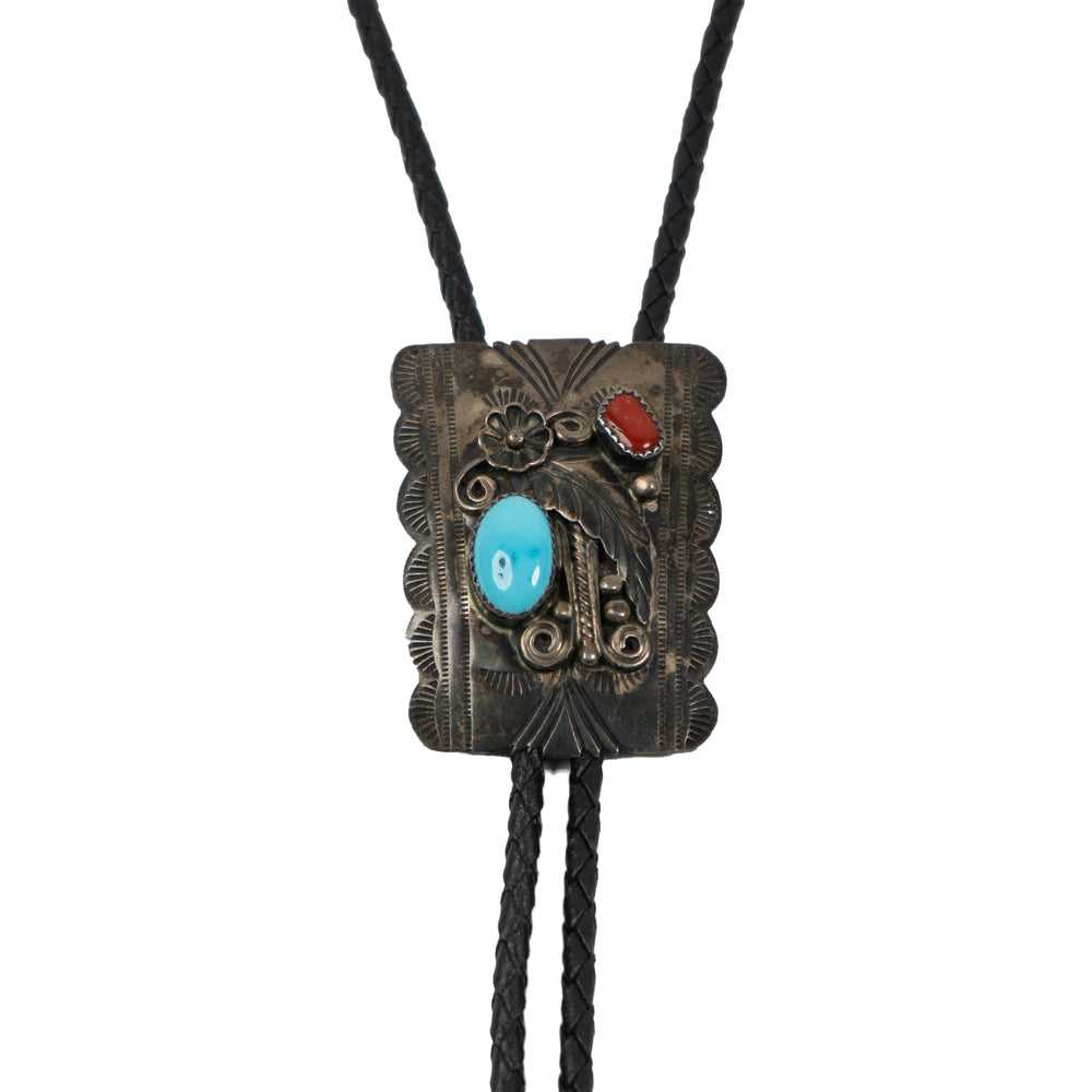 CORAL AND TURQOUISE BOLO TIE - image 2