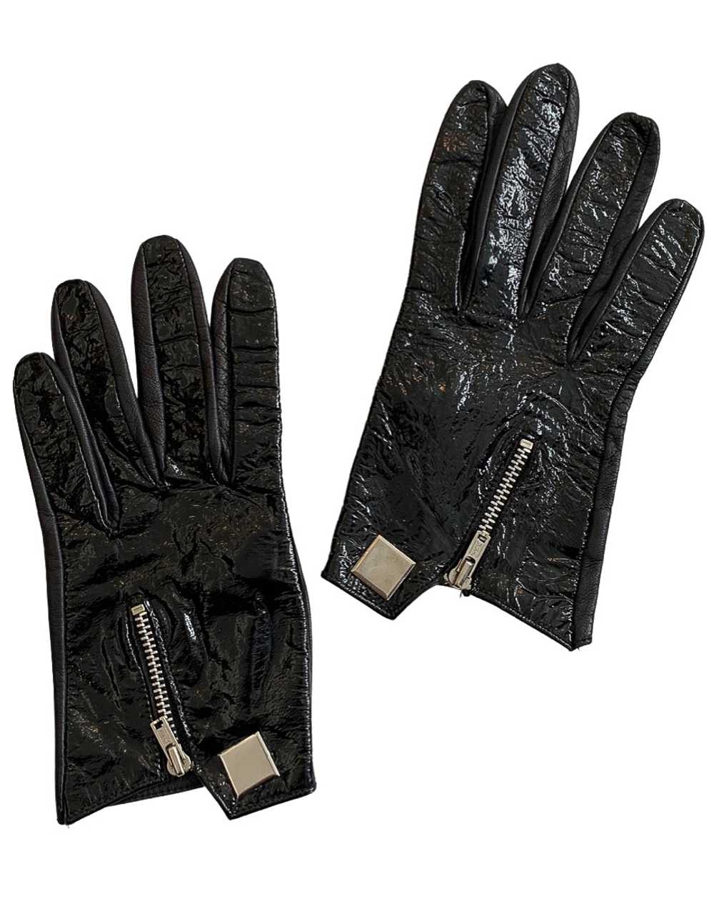 CLAUDE MONTANA BLACK PATENT LEATHER BONDAGE GLOVES - image 3