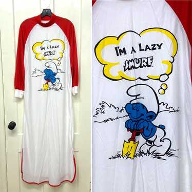 1980s deadstock Lazy Smurf long sleeve mock turtl… - image 1