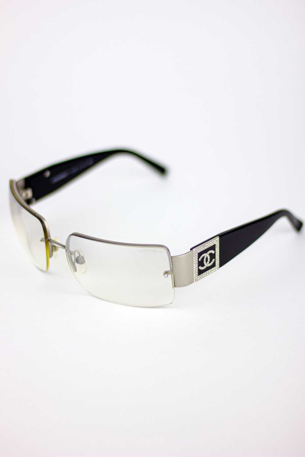 Chanel Chanel CC Logo Rhinestone Clear Sunglasses - image 2
