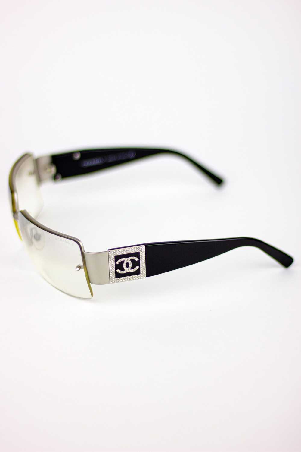 Chanel Chanel CC Logo Rhinestone Clear Sunglasses - image 3