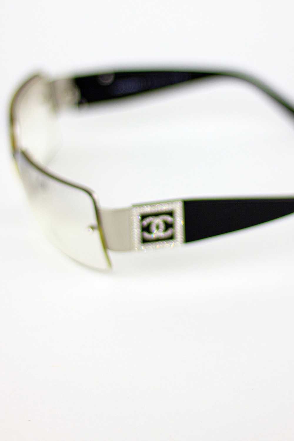 Chanel Chanel CC Logo Rhinestone Clear Sunglasses - image 4