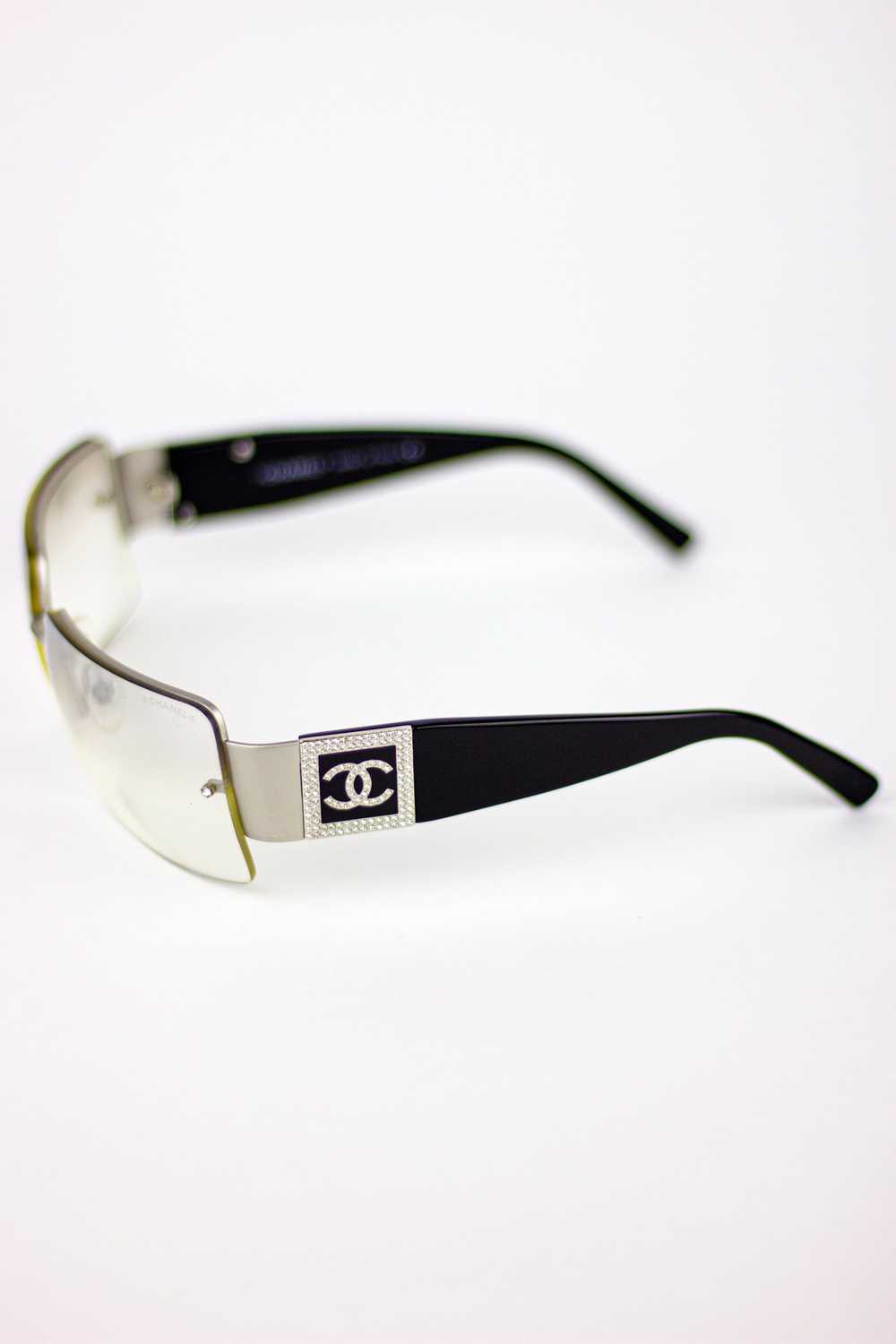 Chanel Chanel CC Logo Rhinestone Clear Sunglasses - image 5