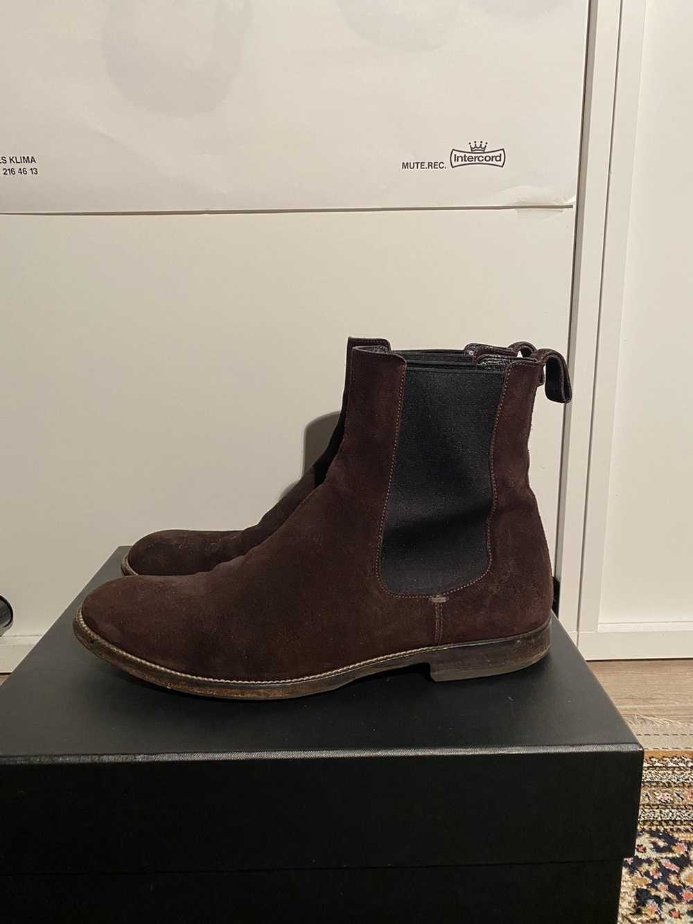 Gucci Brown Tan Chelsea Suede Boots - image 3