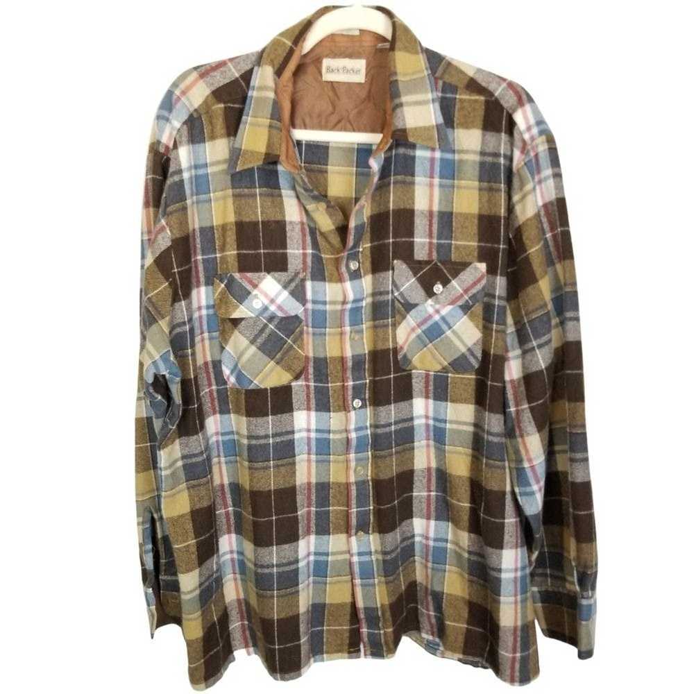 Other VTG Back Packer Mens XL/17-17.5 Brown Plaid… - image 1