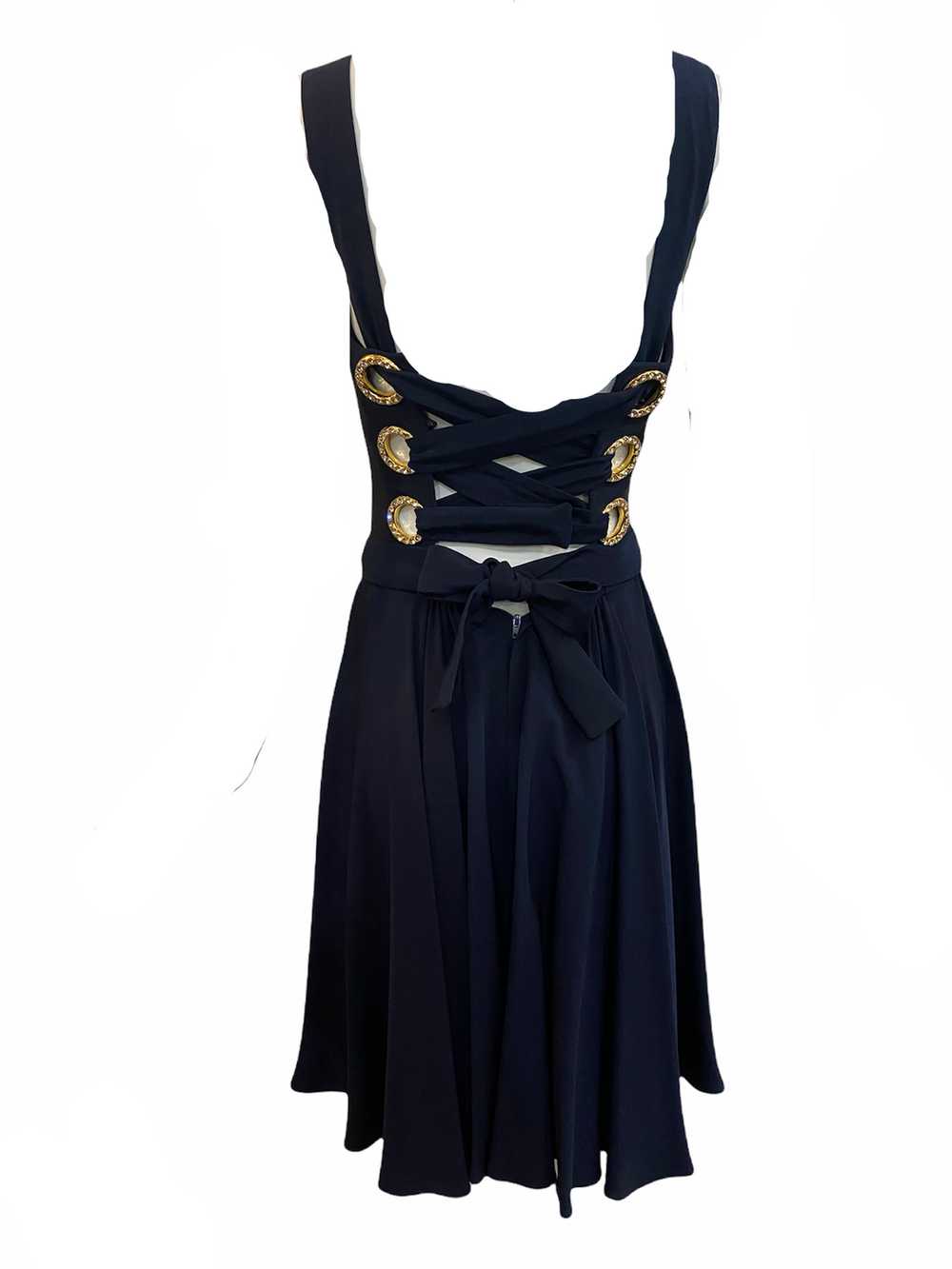 Christian Lacroix 90s NWT Silk Midnight Blue Cors… - image 2