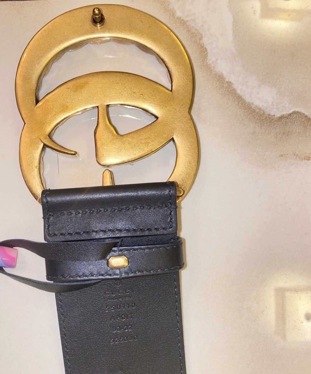 Gucci Leather belt with crystal Double G buckle - image 3