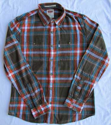 Levi's Shirt Men's XL NFL Chicago Bears Plaid Flannel Football Orange Runs  Small