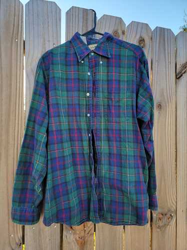 L.L. Bean Worn out green plaid Flannel