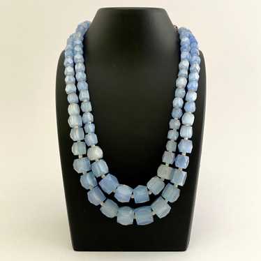 1960s Ice Blue Faceted Glass Bead Necklace - image 1